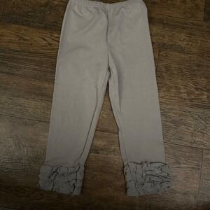 Kids Gray Ruffle Bottom Leggings Pants Size 4T Easy Faith